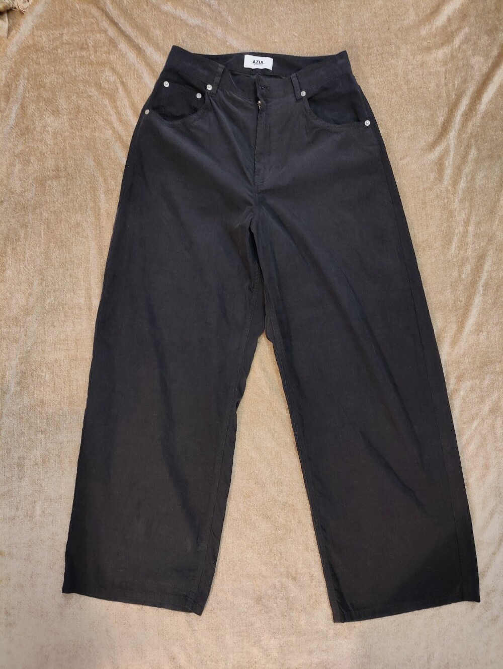 Japanese Brand Azul By Moussy High-rise Curved Wide Leg Grey Pants, M